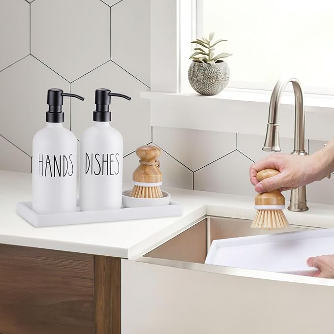 Glass Soap Dispenser for Kitchen, Farmhouse Dish Hand Soap Dispenser Set - Image 7