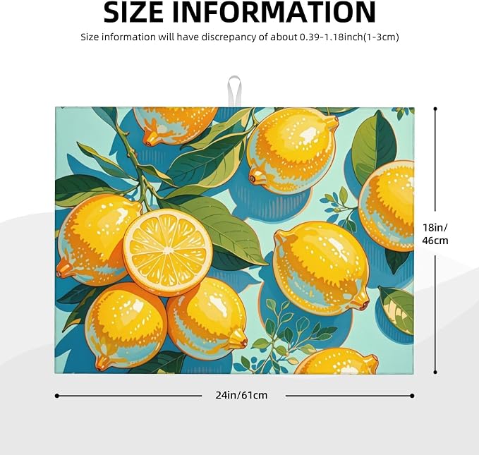 lemon Dish Drying Mat Highly Absorbent Double-Sided Microfiber - Image 2