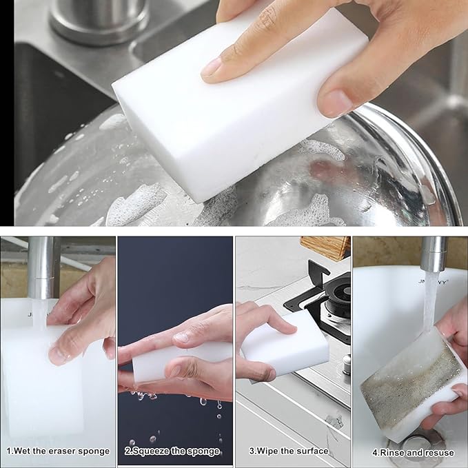 2X Density Magic Sponge Eraser, 50 Pack Multi-Functional Household Cleaning - Image 3