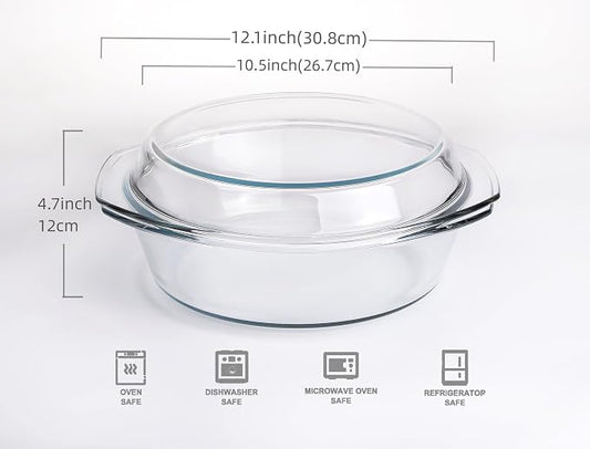 Round Tempered Glass Casserole Dish - Image 2