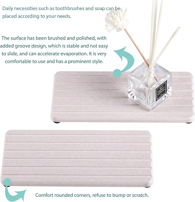 2 PCS Water Absorbent diatomite Coasters, 8.3" x 4" Water Absorbing Stone Tray - Image 7