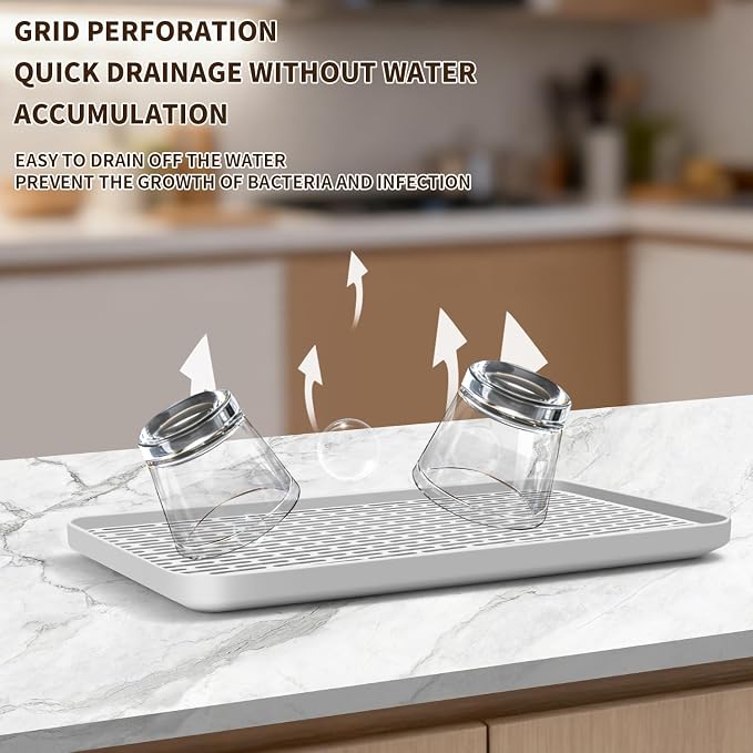 Plastics Drain Tray, Cup & Dish Drying Rack, Drain Board 2 Tier Non Slip - Image 4