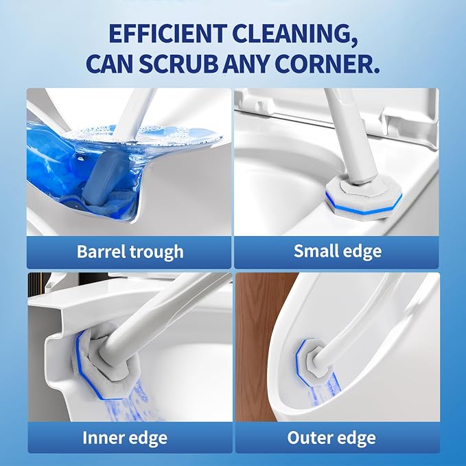 Disposable Toilet Brush Cleaning System, Two Sets of Wands and 60p Refills Pads - Image 8