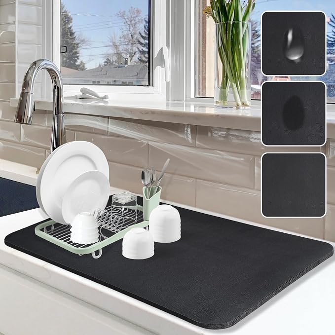 Dish Drying Mat for Kitchen Counter, Hide Stain Anti Absorbent for Kitchen by Etomiel