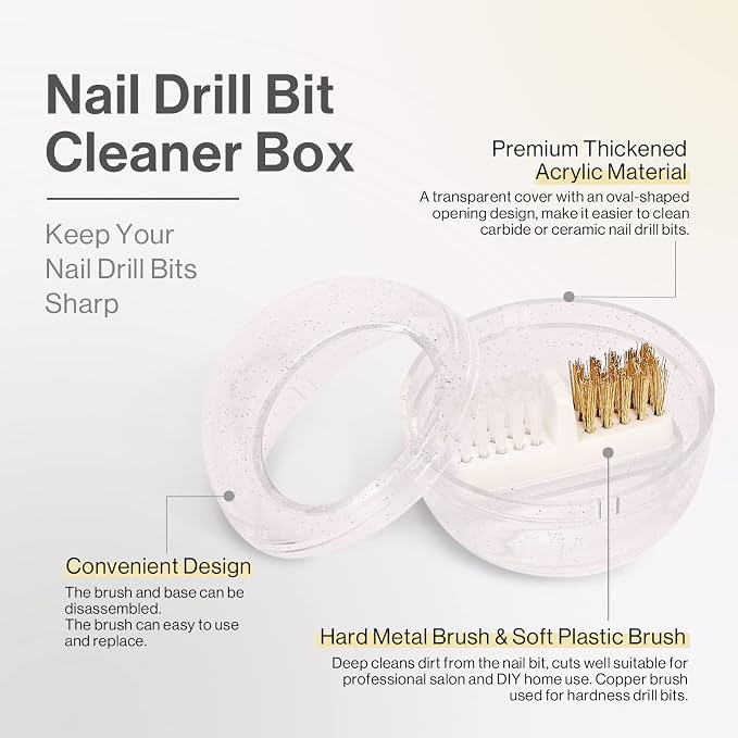 MelodySusie Nail Drill Bits Cleaner Brush Case Accessories - Image 2