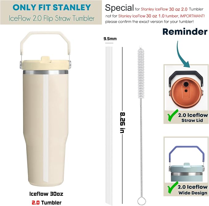 ALINK Reusable Clear Straws for Stanley IceFlow 2.0 Flip Straw Tumbler 30 oz - Image 2