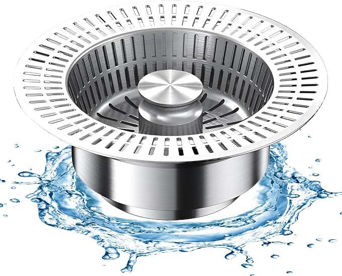 3 in 1 Kitchen Sink Drain Strainer, Universal Stainless Steel Kitchen Sink by HOME
