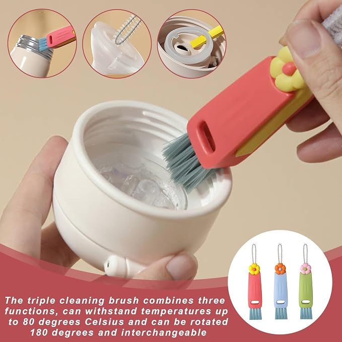 3 in 1 Rotatable Cup Lid Gap Cleaning Brush Set, - Image 4