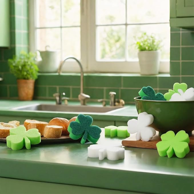Tioncy 12 Pack St. Patrick's Day Kitchen Sponges Bulk Dual Sided Scrubber - Image 6