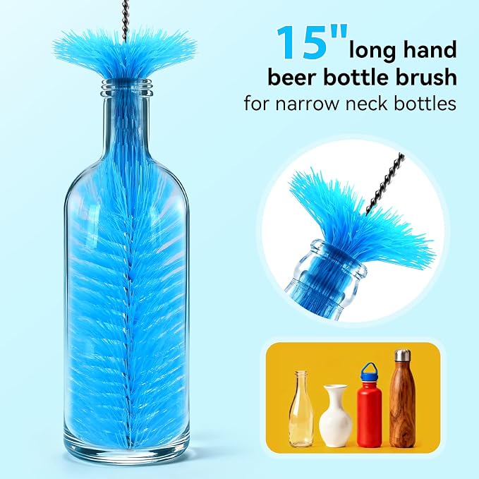 Bottle Brush Set with Straw Cleaner Brush and 3 in 1 Cup Lid Cleaning Brush - Image 4