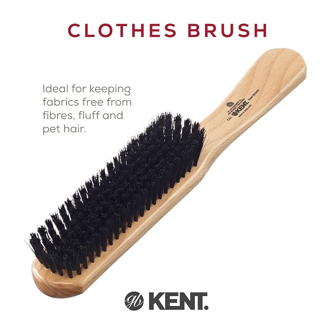 Kent CG1 Clothes Brush Cherrywood 100% Natural Black Bristle and Lint Remover - Image 6