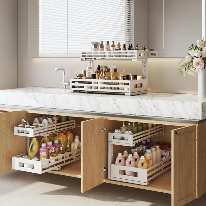 2-Pack 19"Deep Under Sink Organizer And Storage, 2-Tier L-Shaped Pull Out - Image 5