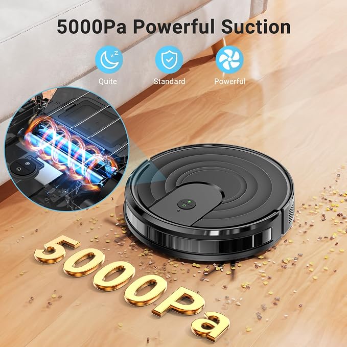 Robot Vacuum and Mop Combo, Robotic Vacuum Cleaner 5000Pa Strong Suction 130 - Image 2