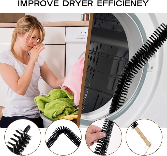 2 Pack Dryer Vent Cleaning Brush Kit: 16.5" Heavy-Duty Lint Removal Tool - Image 2
