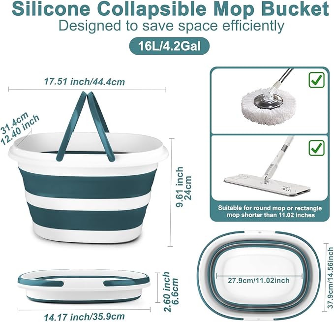 Collapsible Bucket for Cleaning, 4.2 Gallons Mop Bucket - Image 2