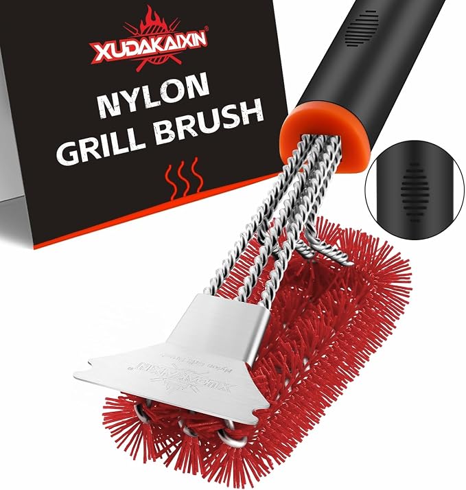 Grill Brush and Scraper, Safe Nylon Bristles Barbecue Triple Scrubbers Cleaning by XUDAKAIXIN