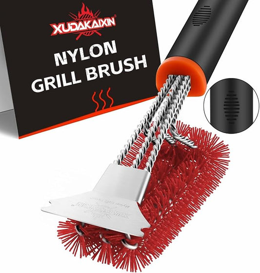 Grill Brush and Scraper, Safe Nylon Bristles Barbecue Triple Scrubbers Cleaning by XUDAKAIXIN