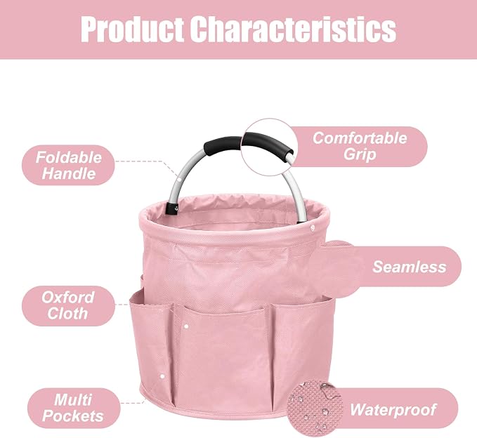 17L Cleaning Caddy with Handle, Foldable Cleaning Supply Caddy with 6 Pockets - Image 4