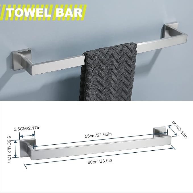 Brushed 4-Piece Bathroom Hardware Set Premium Stainless Steel Bath Towel Bar - Image 5