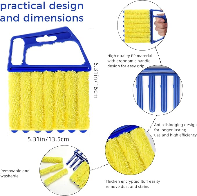 4Pcs Window Venetian Blind Cleaner Duster Tool, Washable 7 Fingers Dusting - Image 3