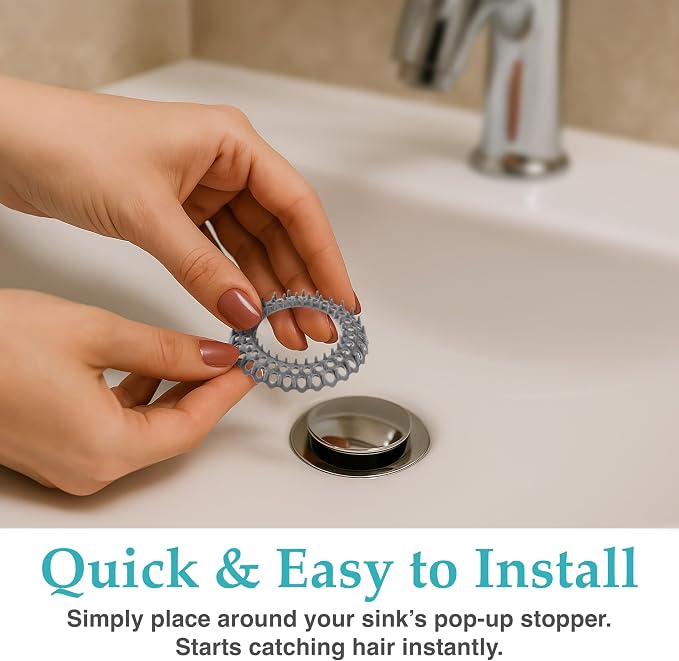 Evriholder Vanity Sink Drain Savers, Secure Fit Hair Catchers Prevent Clogs in - Image 3