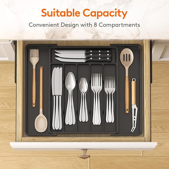 Lifewit Silverware Drawer Organizer, Expandable from 11 to 18 inches, Utensil - Image 2