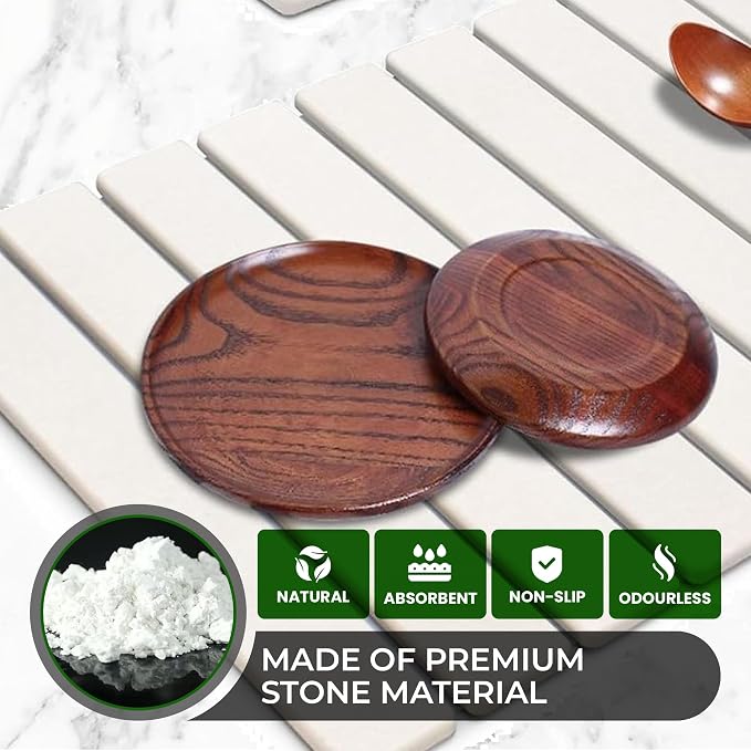 Large Stone Dish Drying Mat for Kitchen Counter, Instant Drying Pad, Super - Image 7
