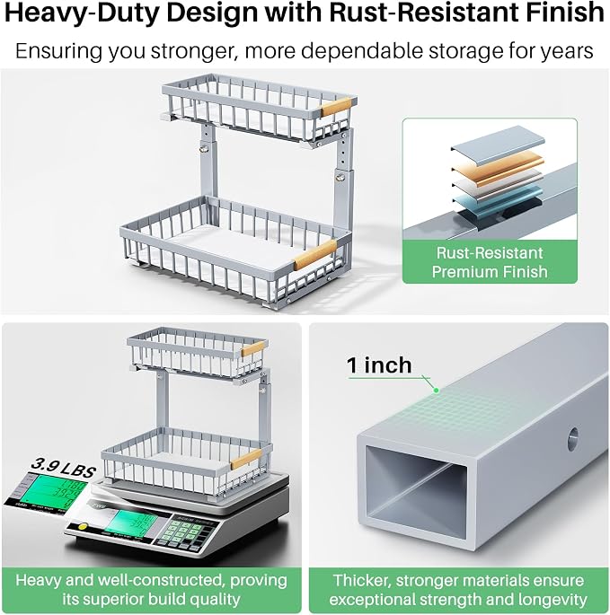 Under Sink Organizer, 2 Packs 2 Tier Under Sink Organizers and Storage - Image 5