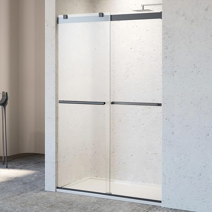 46-48" W x 76" H Soft-Close Frameless Double Sliding Shower Door, Bathroom by Unknown