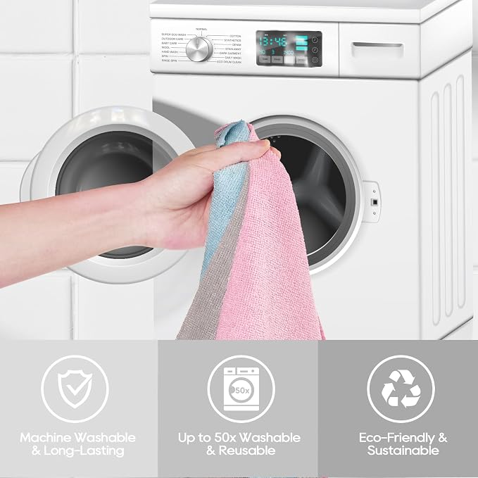 HONOVA Microfiber Cleaning Cloth Roll 45 Pack, Reusable Paper Towels Washable - Image 7