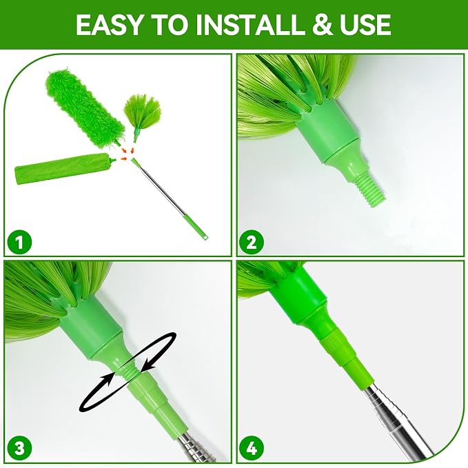 Cobweb Duster with Extension Pole, 3-in-1 Washable Cobweb Duster, Duster with - Image 6