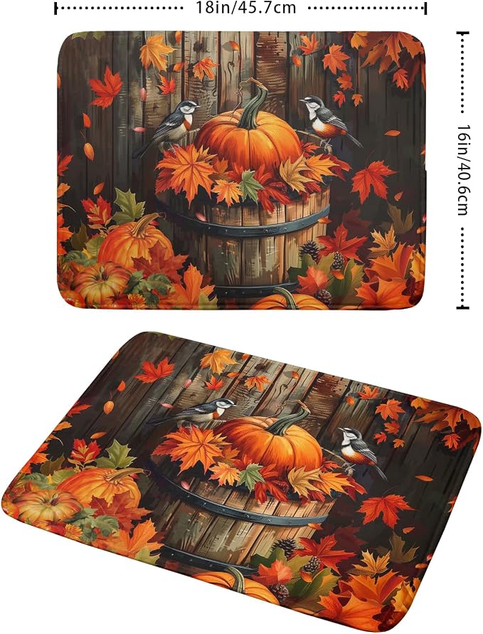 Fall Pumpkin Dish Drying Mat for Kitchen Counter Autumn Pumpkin Dish Mats for - Image 2