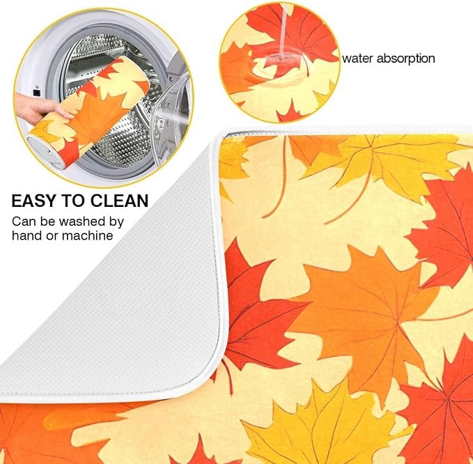 Autumn Maple Leaves Thanksgiving Dish Drying Mat - Image 4