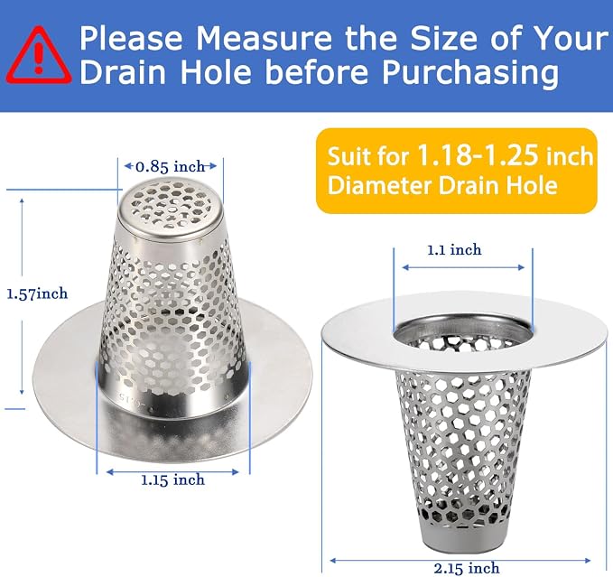 Bathroom Sink Drain Strainers for 1.1"-1.25" Depth Than 1.6" Drain Hole Catcher - Image 4