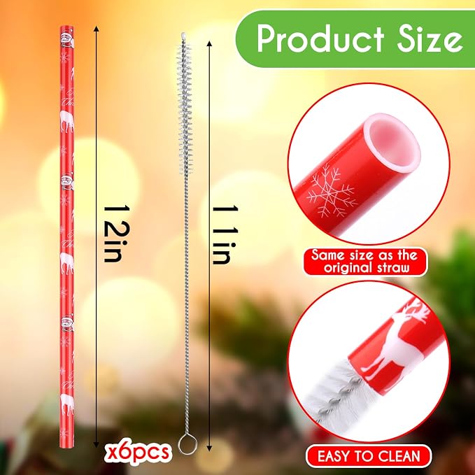 AIERSA 6 Pack Christmas Straw Replacement - Image 2