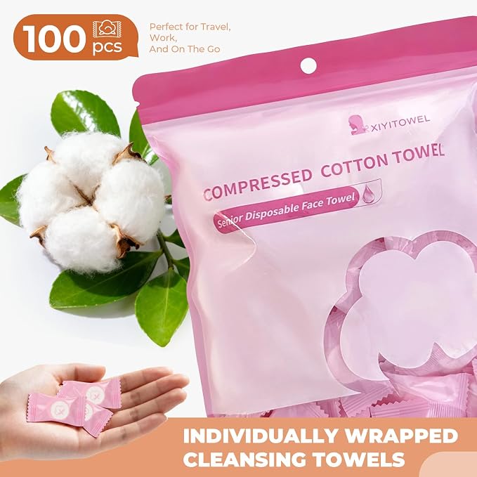 Classycoo Compressed Towel 100 PCS Mini Tablets Disposable Portable Face Towel - Image 7