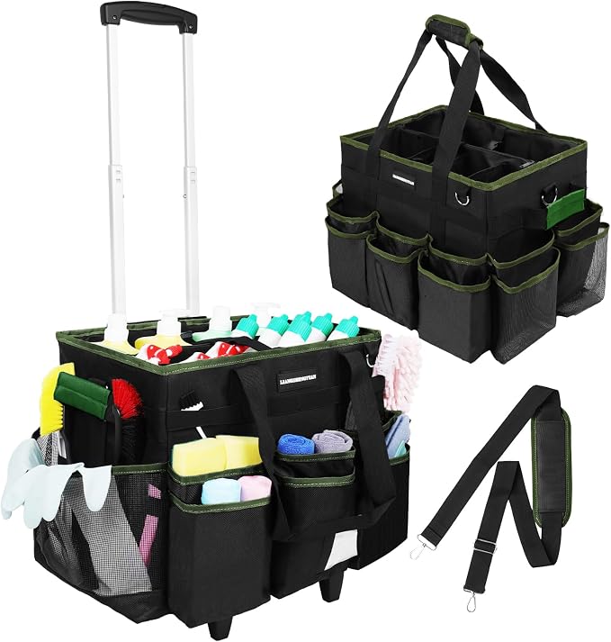Large Rolling Cleaning Caddy Bag, Cleaning Caddy by LIANGSHENGYUAN