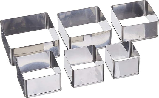 Ateco Plain Edge Square Cutters in Graduated Sizes, Stainless Steel by Ateco