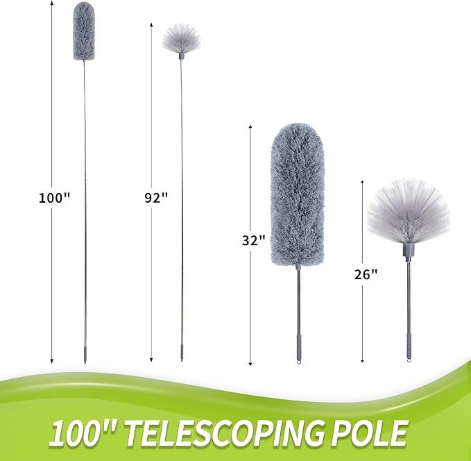 Cobweb Duster with Extension Pole, Spider Web Brush & Ceiling Cleaning Kit - Image 4
