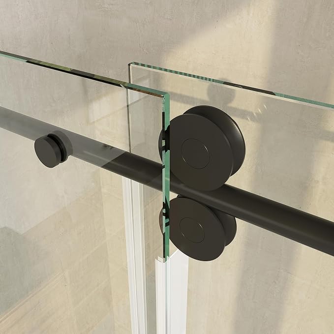 Frameless Shower Door, 3/8" Clear Tempered Glass, Waterproof Bathroom Shower - Image 2