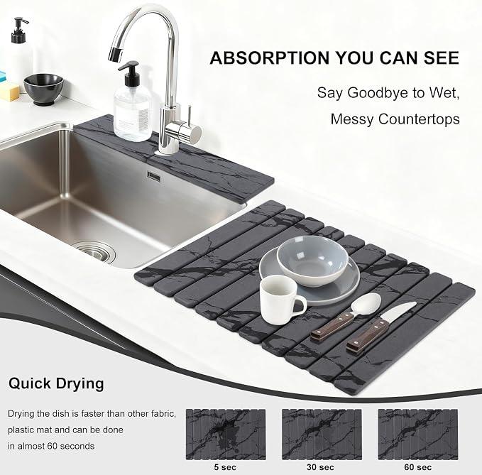 3 PCS Large Stone Dish Drying Mat - Image 4
