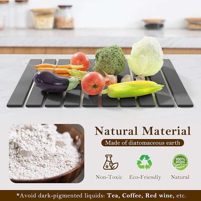 Stone Dish Drying Mats for Kitchen Counter-23.6“x 15.3”, Eco-Friendly, Foldable - Image 4