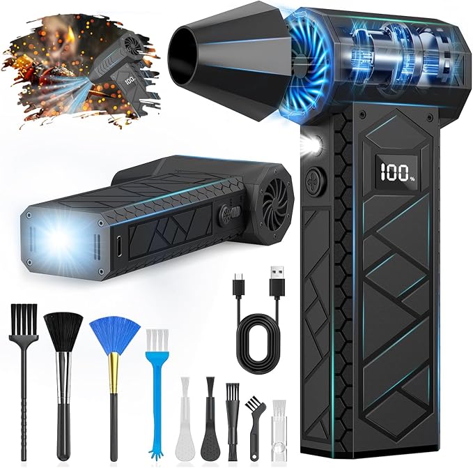 Electric Air Duster with LCD Screen & Flashlight, 180000RPM Compressed Air by Unknown