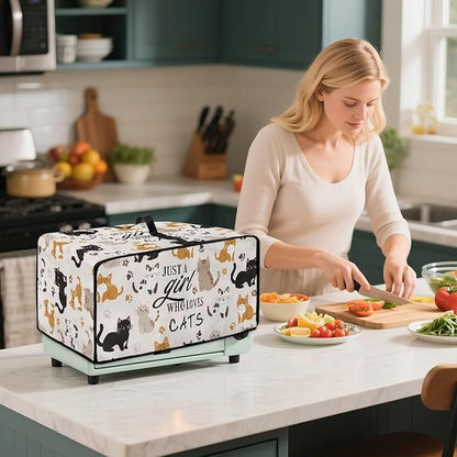 Waterproof Microwave Oven Grill Cover Protector Cartoon Cats Paw Print Foldable Microwave Oven Dust Cover with Storage Bags Just A Girl Print Case Protections for Toaster Oven, M