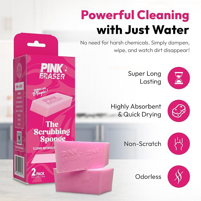 Pink Formula Pink Eraser – The Ultimate Scrubbing Sponge, Extra Durable - Image 2