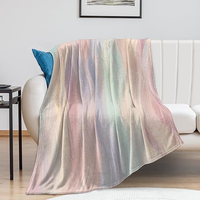 Fashion Gradient Blanket, Modern Abstract Art Colorful Pink Painting Strokes Pattern Soft Warm Cozy Plush Flannel Covers for Livingroom Bedroom Couch Chair Camping Travel Home Decor Tapestry 30x40in
