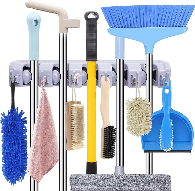 Broom Holder Wall Mount Broom Organizer Mop Holder Hanger Garden Tool - Image 6
