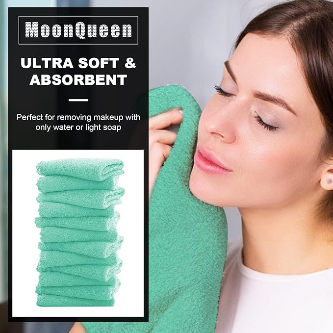 MOONQUEEN Microfiber Facial Cloths Fast Drying Washcloth 12 Pack - Image 2