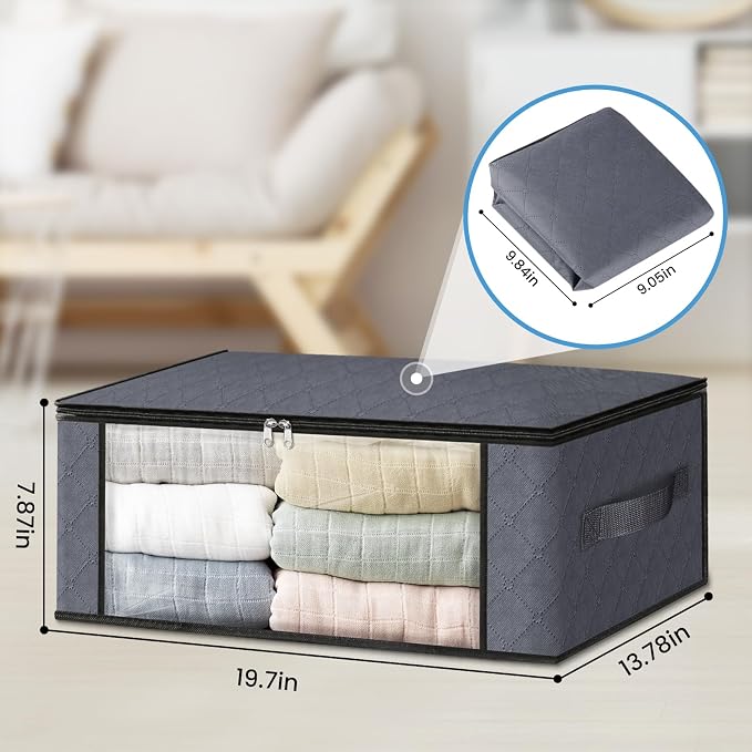 HomeHacks Storage 4-Pack Clothes Organizer Storage Bags Foldable Storage Box - Image 2