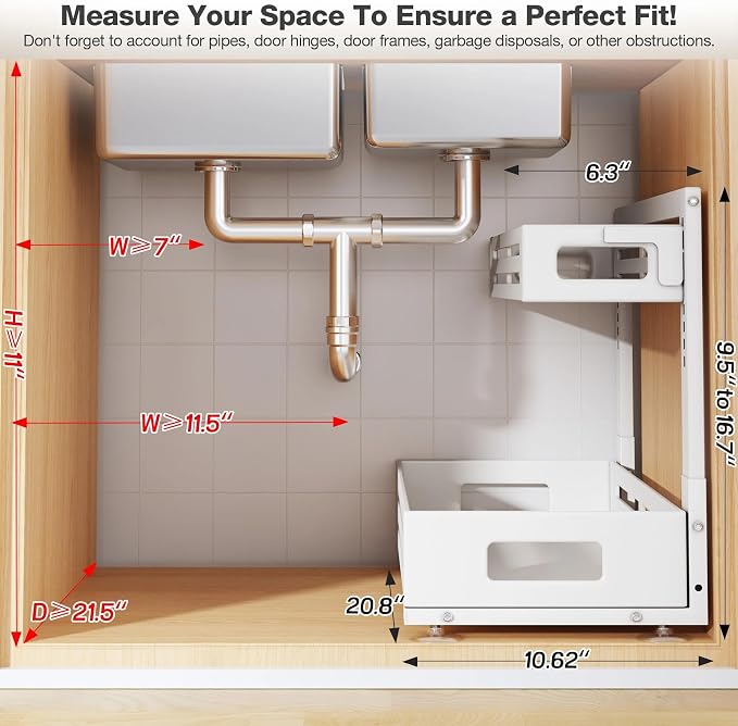 2 Pack 21IN-Depth Under Sink Organizer, Pull Out Cabinet Organizer - Image 2